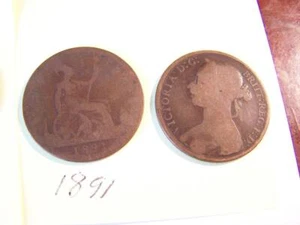 Lotto di monete da un penny 1874,1887,1882 Victoria DG britannica da un penny raro - Foto 1 di 8
