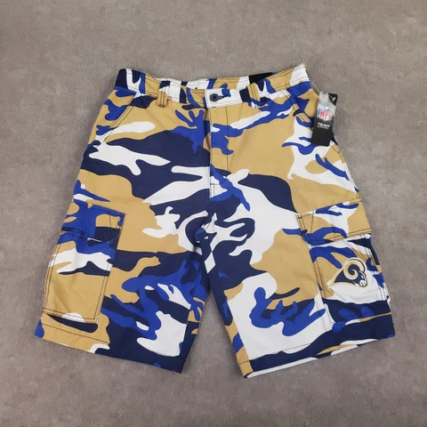 Los Angeles Rams Camo Cargo Shorts Mens 34 Blue Gold White Camouflage NFL Cover