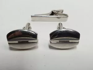 Vintage Cufflinks and Tie Clip - Coffee Bean Shape - Picture 1 of 3