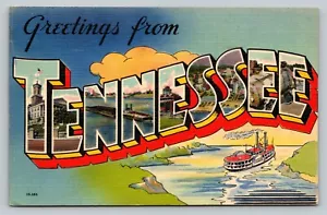 Postkarte TN großer Brief Grüße aus Tennessee Vintage Leinen veröffentlicht c1943 - Bild 1 von 2
