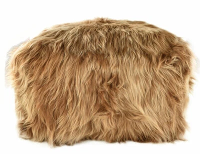 ÖKO LAMMFELL POUF 60 x 60 x 30 cm GOLDBRAUN OTTOMANEN FUSSHOCKER - Bild 1 von 4