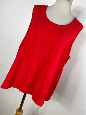 Camiseta sin mangas roja Laura Ashley 2X tejida elástica cuello redondo sin mangas mujer L1 Foto 1 de 4