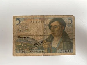 5 Francs Schein B.25.11.1943.B. P.74 - Bild 1 von 2