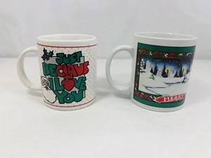 Vintage 1990’s Christmas Coffe Mug Lot Of 2 Merry Christmas Santa Mug 1994, 1995 - Picture 1 of 18