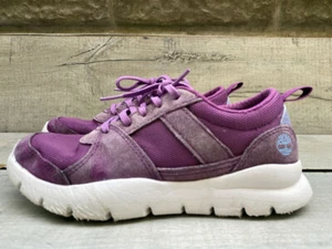 Girls TIMBERLAND Purple Suede Leather Mesh Lightweight Sports Trainers Size 3.5 - Picture 1 of 19