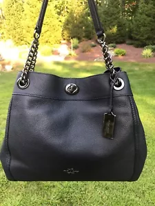 Gently Used Coach Turnlock Edie In Navy, Style 36855 - Picture 1 of 12