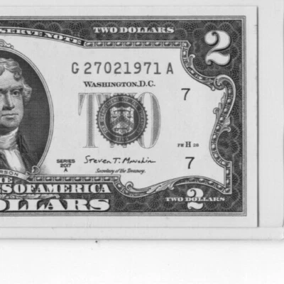 $2 UNCIRCULATED BIRTHDAY NOTE "27021971"; FEBRUARY 27, 1971 - Image 1 of 3