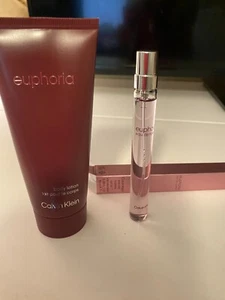 Euphoria by Calvin Klein for women 3.3 Oz body lotion New +TRAVEL SPRAY EDT 0.33 - Picture 1 of 2