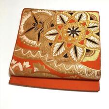9447# Japanese Vintage Fukuro Obi Belt Kimono Fabric Pure Silk Gold Thread