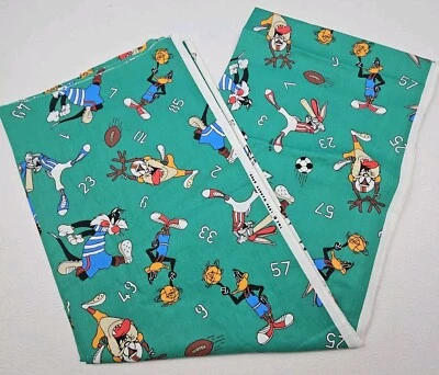 Tela vintage Warner Bros Looney Tunes 2 yardas 1994 deportes 44 pulgadas de ancho verde Foto 1 de 4