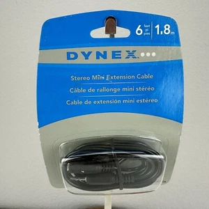 Dynex stereo mini extension cable 6' feet 1,8m DX-AD106 NEW in package - Picture 1 of 2