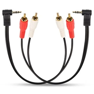 3.5mm to 2 RCA Cable, 90 Degree Right Angle 3.5mm 1/8" TRS Male to 2RCA Male ... - Picture 1 of 7