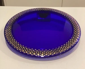 MCM KOBALTBLAUES GLAS-HERZSTÜCK VON WALTHER GLASS. 13" DURCHMESSER - Bild 1 von 8