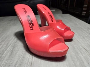 🩷JEREMY SCOTT MELISSA INFLATABLE MULES HEELS SLIDES SHOES BRIGHT PINK Size 6 - Picture 1 of 7