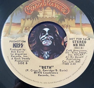 Kiss 1st Press PROMO 45 Detroit Rock City (A)/BETH(B)~7”Vinyl~CHEAPEST ON EBAY - Image 1 of 4