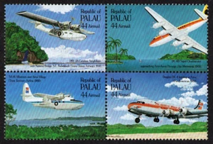 PALAU, SCOTT # C10-C13 (C13A), BLOCK OF 4 AIRPLANES, TRANS-PACIFIC AIRMAIL, MNH - Picture 1 of 1