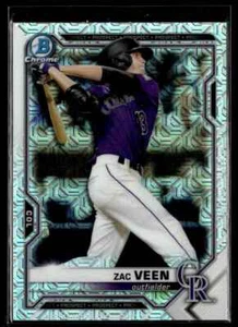 2021 Bowman Chrome Prospects Atomic Refractor Zac Veen Colorado Rockies #BCP-3 - Picture 1 of 2