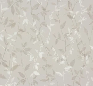 Papel pintado no tejido Rasch Freja 897807 motivo de hoja gris topo beige blanco resistente al lavado - Imagen 1 de 3