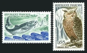 France 1338-1339,MNH.Michel 1787,1794. Nature protection 1972.Salmon,Eagle owl. - Picture 1 of 1