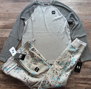 NWT Under Armour Boys YLG Gray Splatter Print Jogger Pants Set Large - Picture 1 of 4