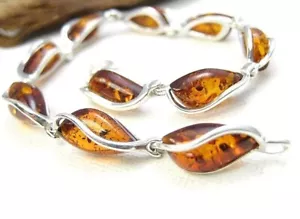 PULSERA DE JOYERÍA DE PLATA ESTERLINA 925 ÁMBAR BÁLTICO NATURAL CERTIFICADO Y CAJA - Imagen 1 de 8