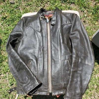 Schott 157 cuero de vaca desnudo corredor, chaqueta vintage para mujer (principios de los 80) Foto 1 de 2