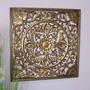 Talwara Square Filigree Gold Wall Art Decoration Home Decor Gift Vintage - Picture 1 of 3