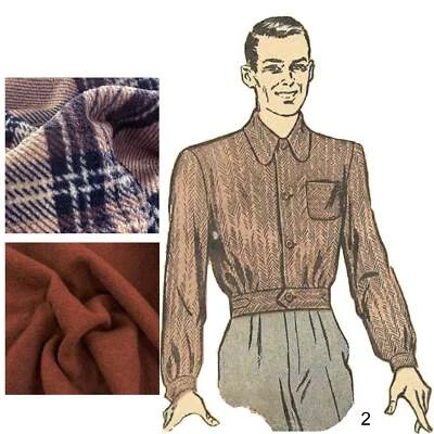 1940's Sewing Pattern: Men's Sports Coat & Battle Jacket - Chest=42” (107cm) - Image 1 of 4