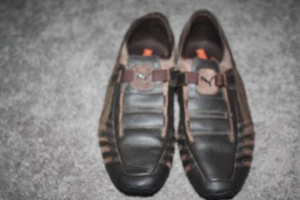 Puma Vedano V Schuhe Herren 9,5 Braun Leder Fahren Motorsport Turnschuhe Slipper - Bild 1 von 9