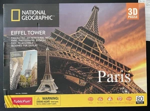 3D Puzzle EIFFEL TOWER PARIS NATIONAL GEOGRAPHIC 80 Pcs CubicFun - Picture 1 of 2