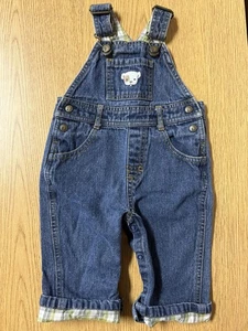 Gymboree Denim/Plaid Overalls Size 3-6 mo. Embroidered Puppy - Picture 1 of 4