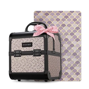 Byootique Makeup Train Case with Mirror Cosmetic Organizer Art Deco Graphite - Picture 1 of 6