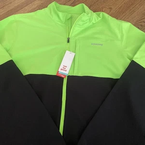 Saucony Herren Bluster Jacke Light Full Zip Neon Laufen Wasser Windabweisend XXL - Bild 1 von 11
