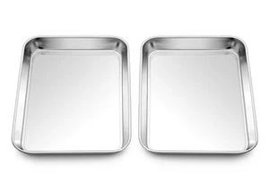 2 Pack Baking Sheet, 9 x 7 Inches Stainless Steel Cookie Tray Set for Cooking... - Bild 1 von 9