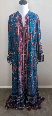 Soft Surroundings NEW Boho Peasant Maxi Dress Size XL Layered Ruffles Tiered Pai - Image 1 of 4
