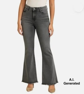 ZENANA Size XL Gray It's About Time Colored Denim Flares Frayed DMP-1846A NWT - Bild 1 von 7