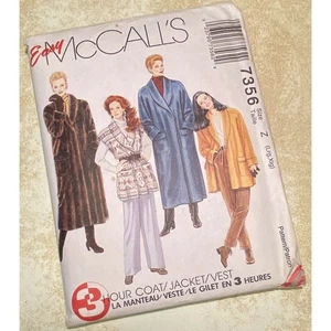 McCalls 7356 Misses Lined or Unlined Coat Jacket Vest Size L-XL Vtg 1990s Uncut - Picture 1 of 2