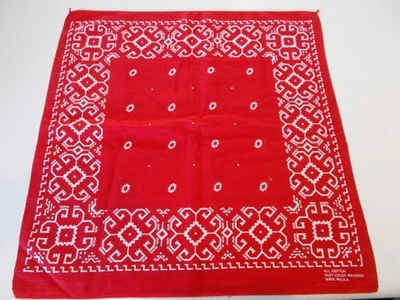 Antigo. Bandana paisley floral vermelha 100% algodão feita nos EUA 21" X 21" cor rápida - Imagem 1 de 3
