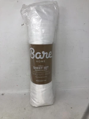 Bare Home Poly Satin Sheet Set Twin XL White Bedding Sheet - Image 1 of 4
