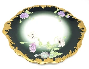 TRESSEMANN & VOGT T&V LIMOGES 13,5" GRIFF TABLETT PLATTE MIT HANDBEMALTEM MOHNBLUMEN - Bild 1 von 7