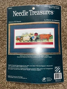 Nadelschätze gezählt Kreuzstich "Tiere auf Parade" 18x8" komplettes Set - Bild 1 von 4