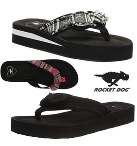 Womens Rocket Dog Warley Toe Post Wedge Flip Flop Sandal Lightweight Black Size - Picture 1 of 13