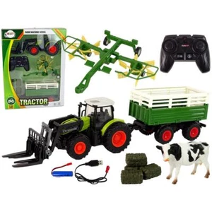 Télécommandé Machines Agricoles Tracteur Set Avec Faneuse Et Remorque 1.24 - Photo 1/9
