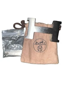 Hermes Silber H Gürtelschnalle mit Tasche und Box - Bild 1 von 3