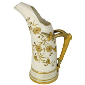 ANTIKER 1886 ROYAL WORCESTER 11 ZOLL ROUGE ELFENBEIN GEWEIH GRIFF KRUG 1116 - Bild 1 von 10