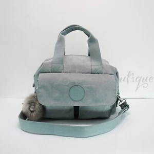 NWT Kipling KI1656 Sharone Satchel Shoulder Bag Nylon Serene Green Etched Silver - Picture 1 of 12