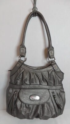 ROSETTI Bolso de Hombro Gris Metálico Cartera Bolso de Mano Vegano Cuero Sintético Foto 1 de 4