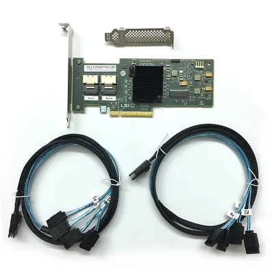 LSI SAS 9210-8i 8 puertos 6 Gb/s PCIe x8 HBA RAID + SAS SFF-8087 a 4x cable SATA Foto 1 de 4