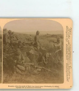Eventide Smoke Cleared Driefontein S. Africa Boer War Underwood Stereoview - Imagen 1 de 3