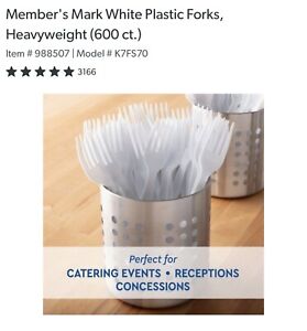 Member's Mark White Heavyweight Plastic Forks (600 ct.) Home, Restaurant Party